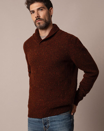 Men's Donegal Shawl Collar Jumper (ember)