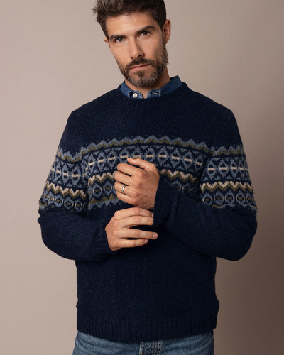 Men's Fair Isle Jumper (dark navy)