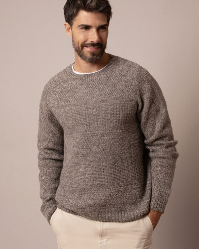Men's Saddle Shoulder Stitch Detail Jumper (oatmeal twist)