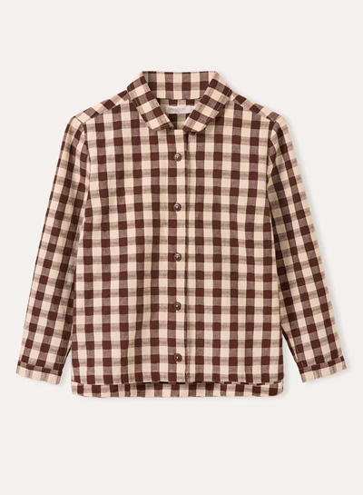 Gingham Button Through Shirt (chocolate gingham)