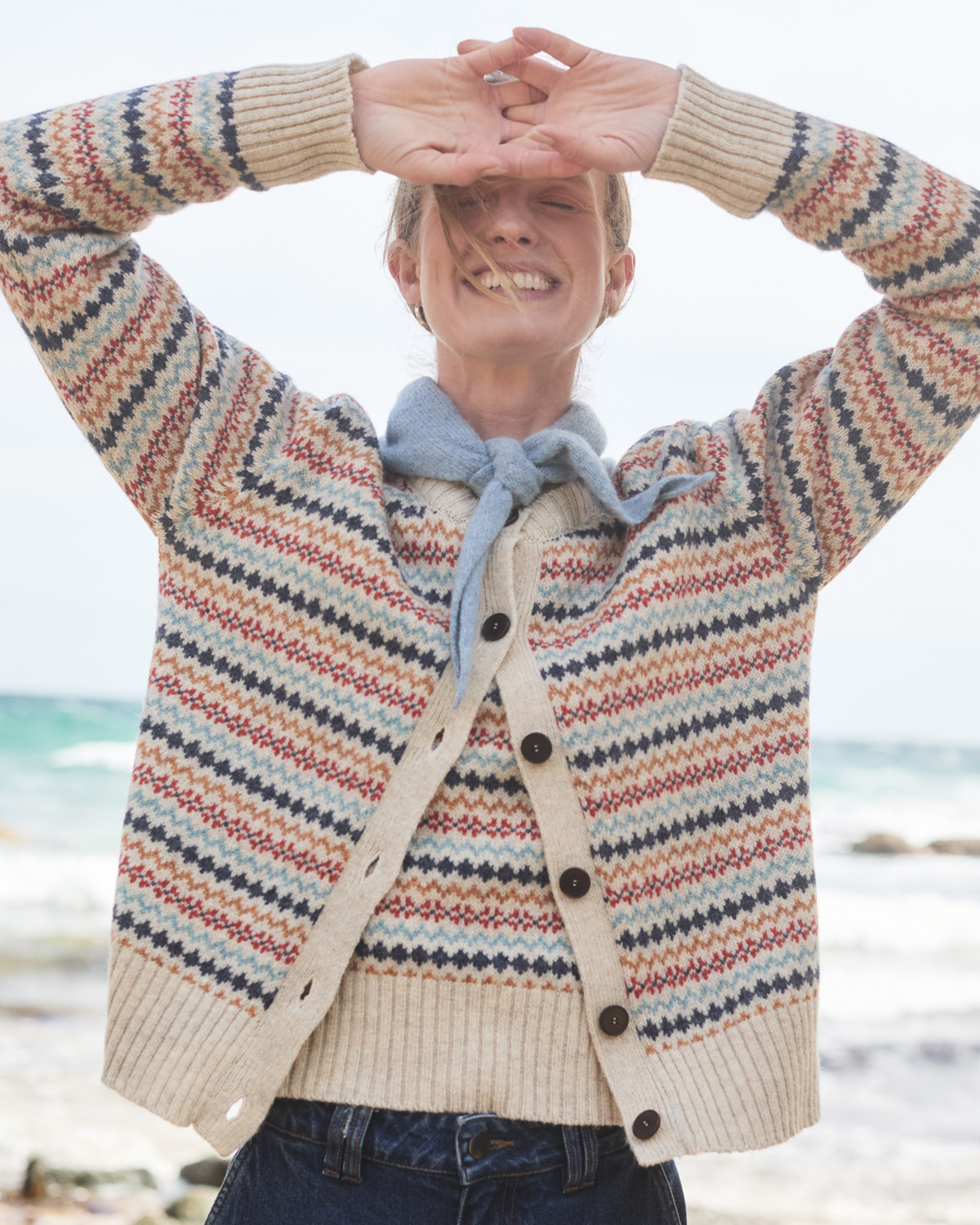Fair Isle Buttoned Cardigan (oatmeal multi)