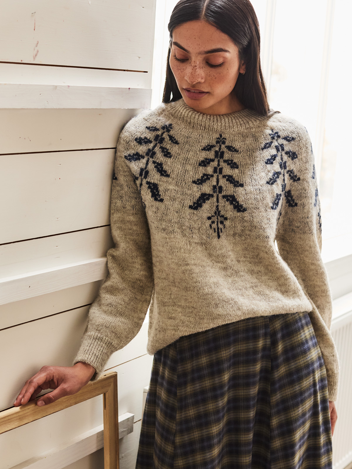 British Wool Botanical Yoke Jumper (Oatmeal)