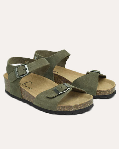 Low Wedge Double Buckle Sandals