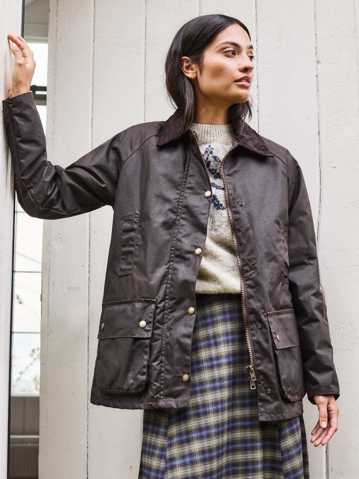 Raglan Sleeve Waxed Cotton Jacket (chocolate)