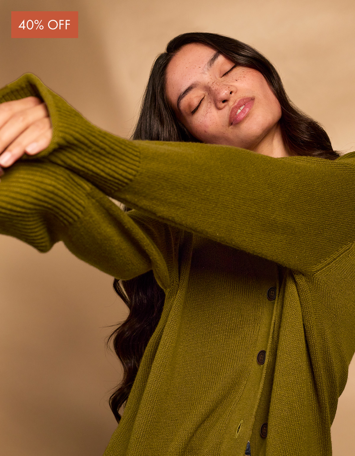 Organic Cotton Blend Drop Shoulder Slouchy Cardigan