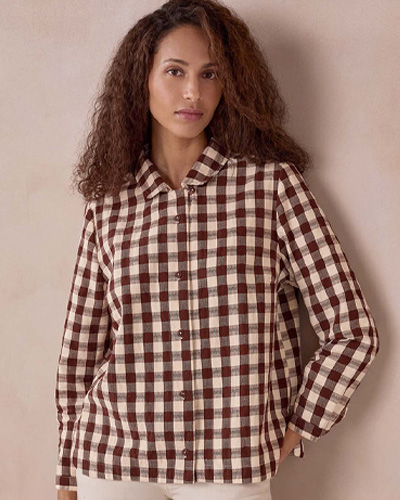 Gingham Button Through Shirt (chocolate gingham)