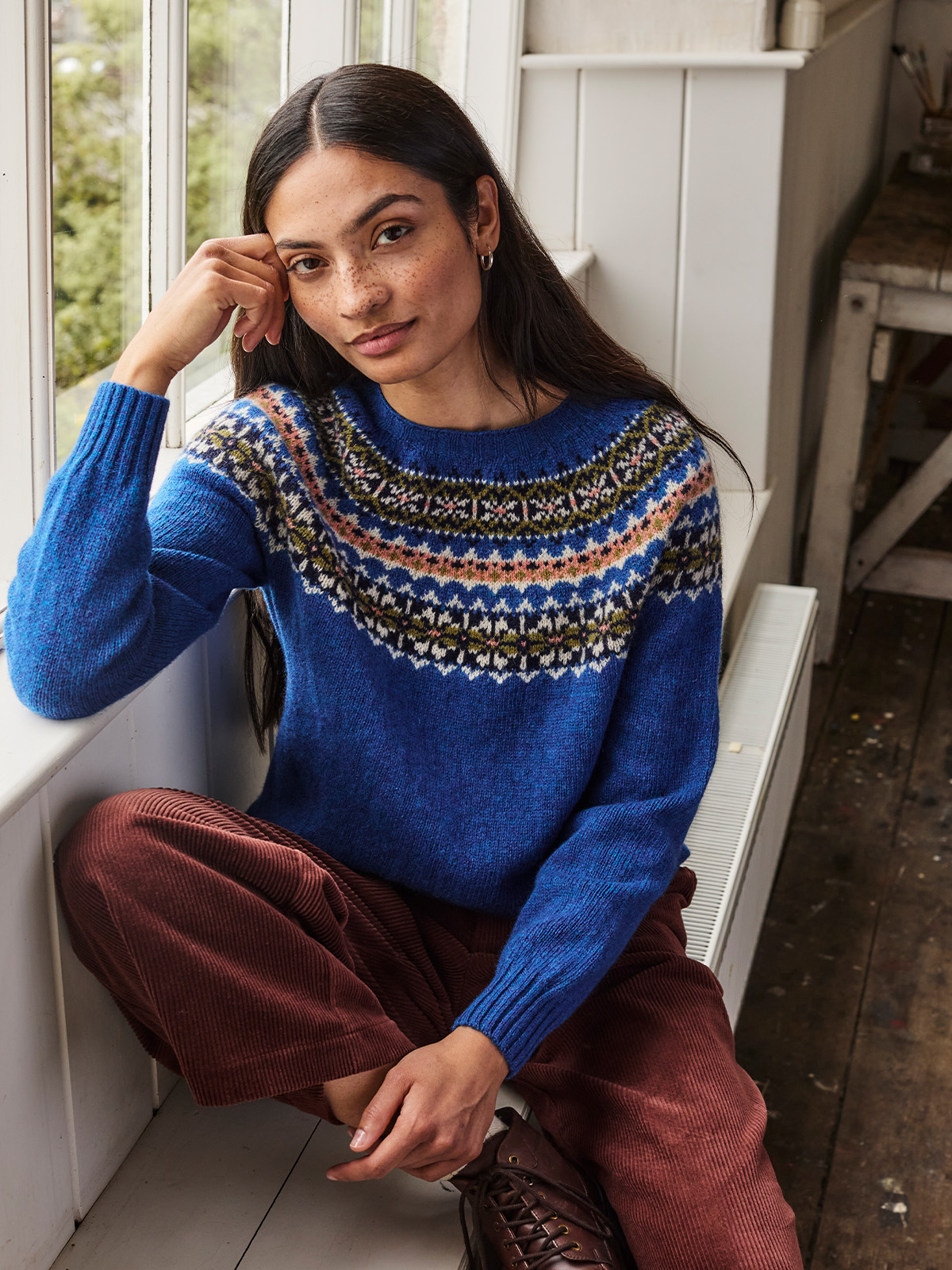 Harley Of Scotland Highlands Crew Neck Jumper & Corduroy Crop Culottes