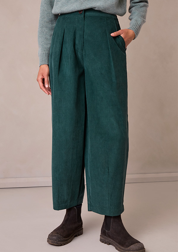 Baby Cord Cropped Barrel Leg Trousers