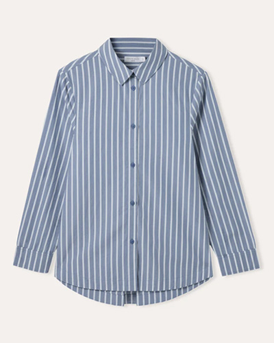 Relaxed Fit Cotton Shirt (blue stripe)