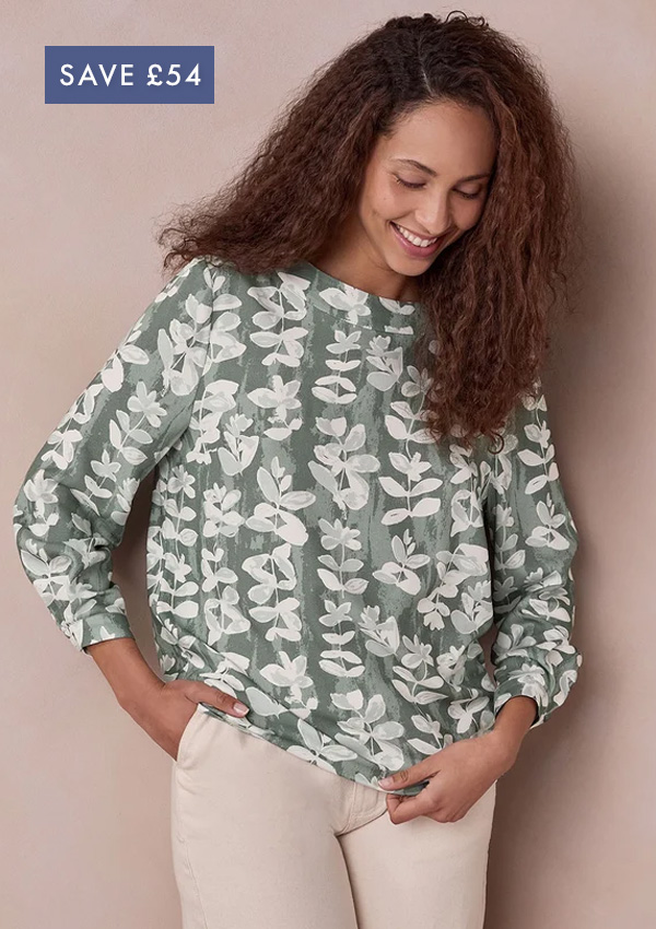 Print Blouse With Triangle Scarf