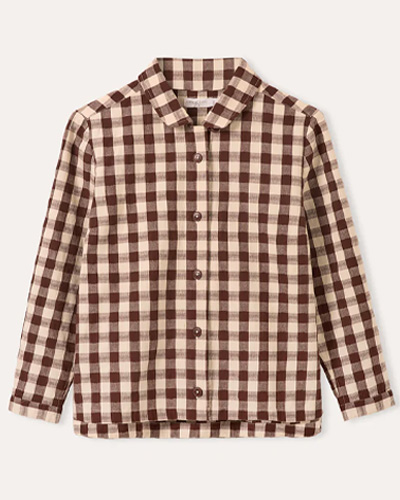 Gingham Button Through Shirt (chocolate gingham)
