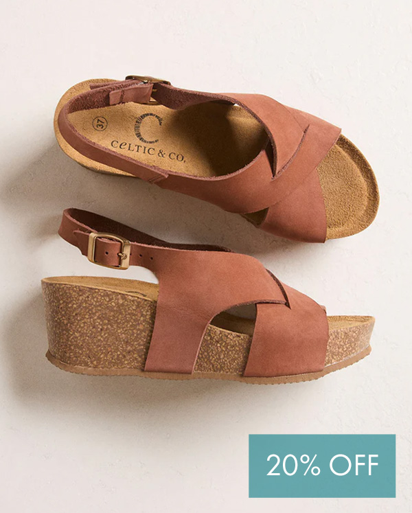 Leather Crossover Wedge Sandals