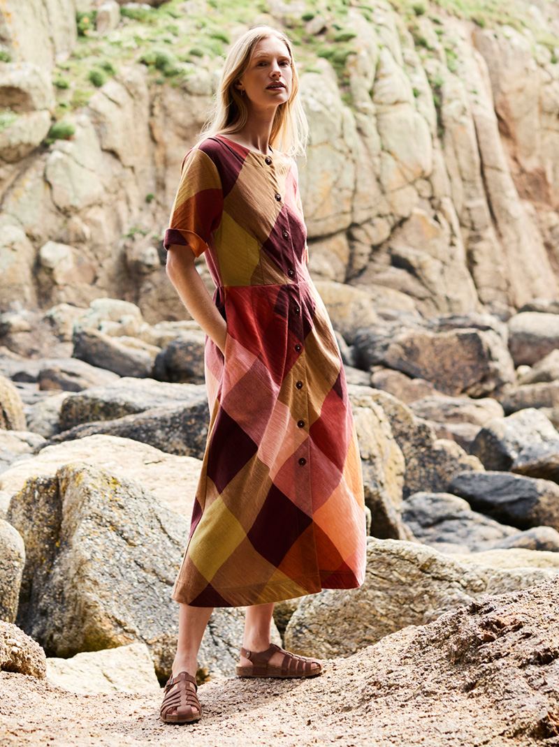 Bias Cut Midi Dress (multi check)