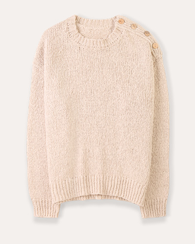 Linen Blend Slub Knit Button Detail Jumper (oatmeal)