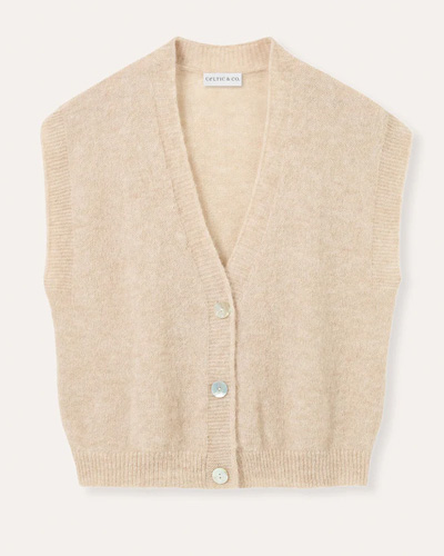 Alpaca Blend Button Through Grown On Sleeve Top (oatmeal)