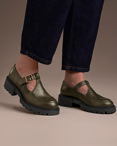 Chunky T Bar Leather Loafers