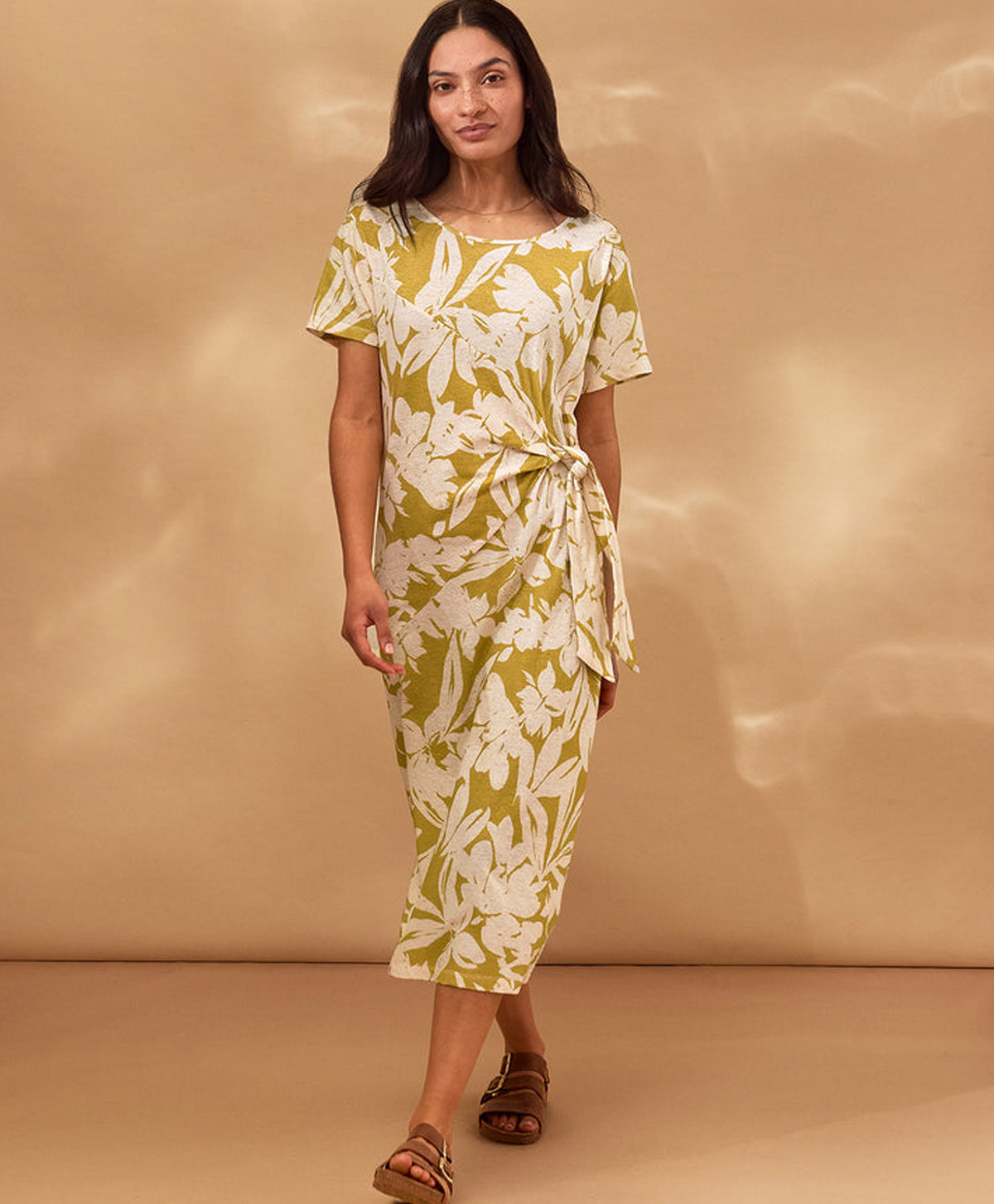 Linen Blend Knot Detail Dress