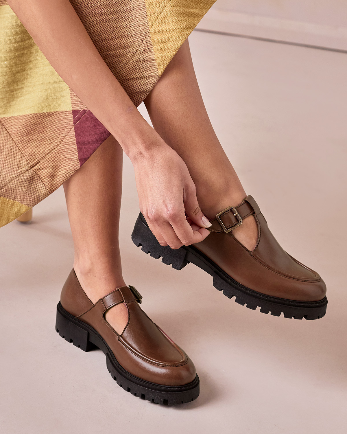 Chunky T Bar Leather Loafers
