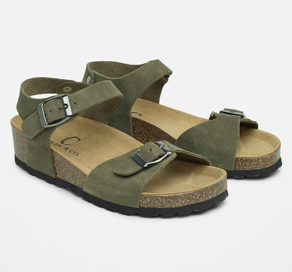 Low Wedge Double Buckle Sandals