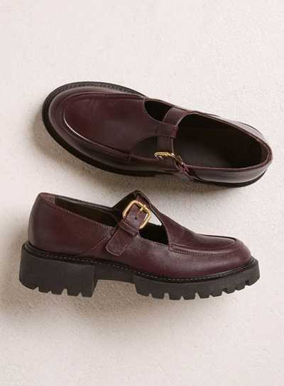Chunky T Bar Leather Loafers (oxblood)