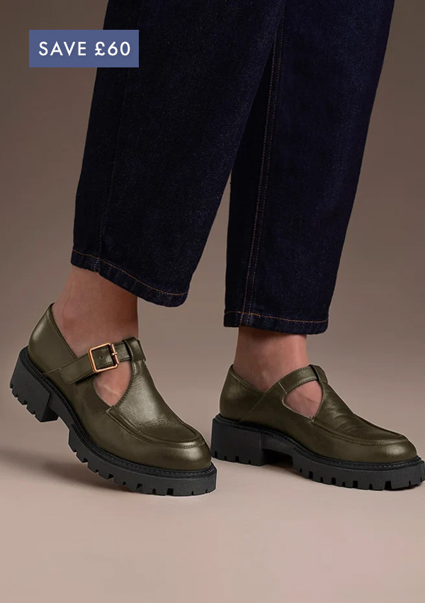 Chunky T Bar Leather Loafers