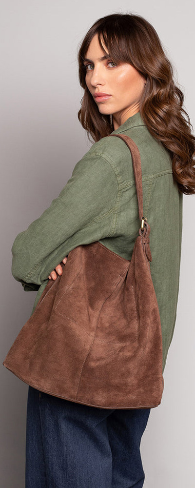 Suede Slouchy Shoulder Bag