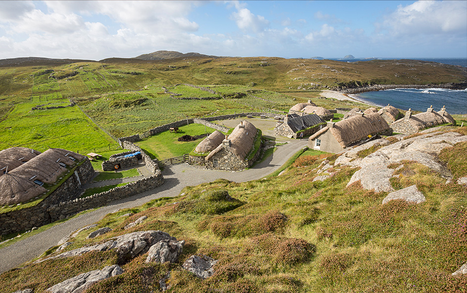 Scenic view of brochs beside sea