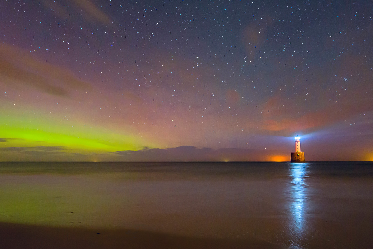 Night sky with green colours