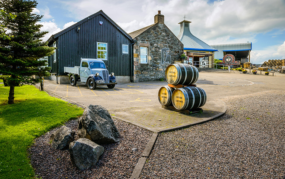 Whisky barrels outside cooperage