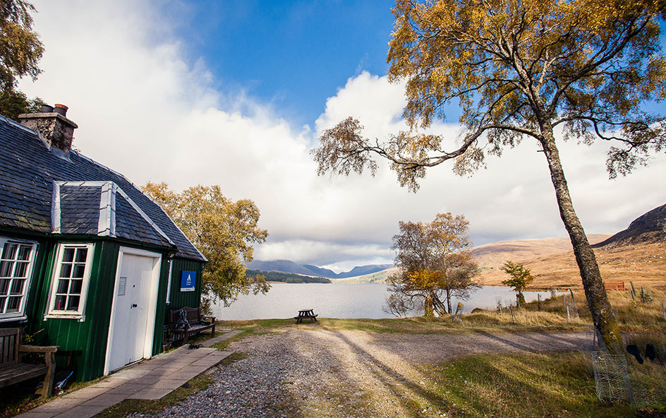 Youth hostel beside loch setting