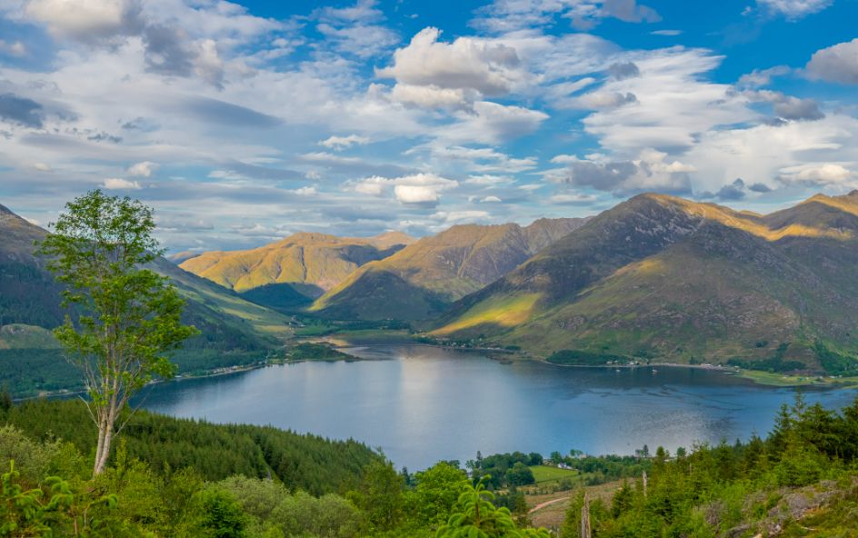 A loch surrounded by mountains