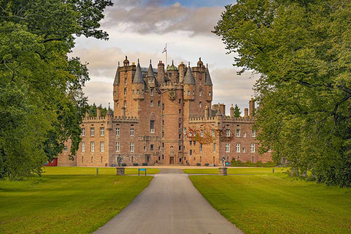 Dramatic castle surronded by greenery