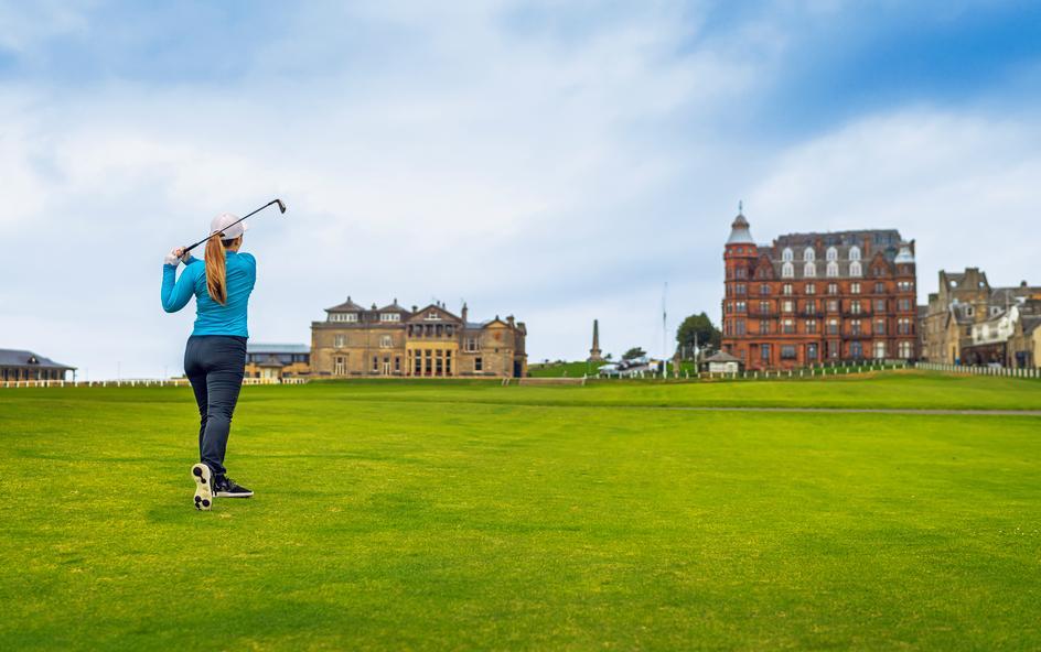 A person playing golf.