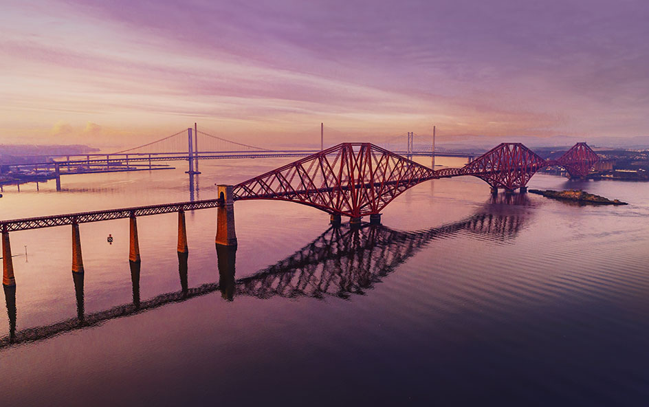 South Queensferry with the three bridges