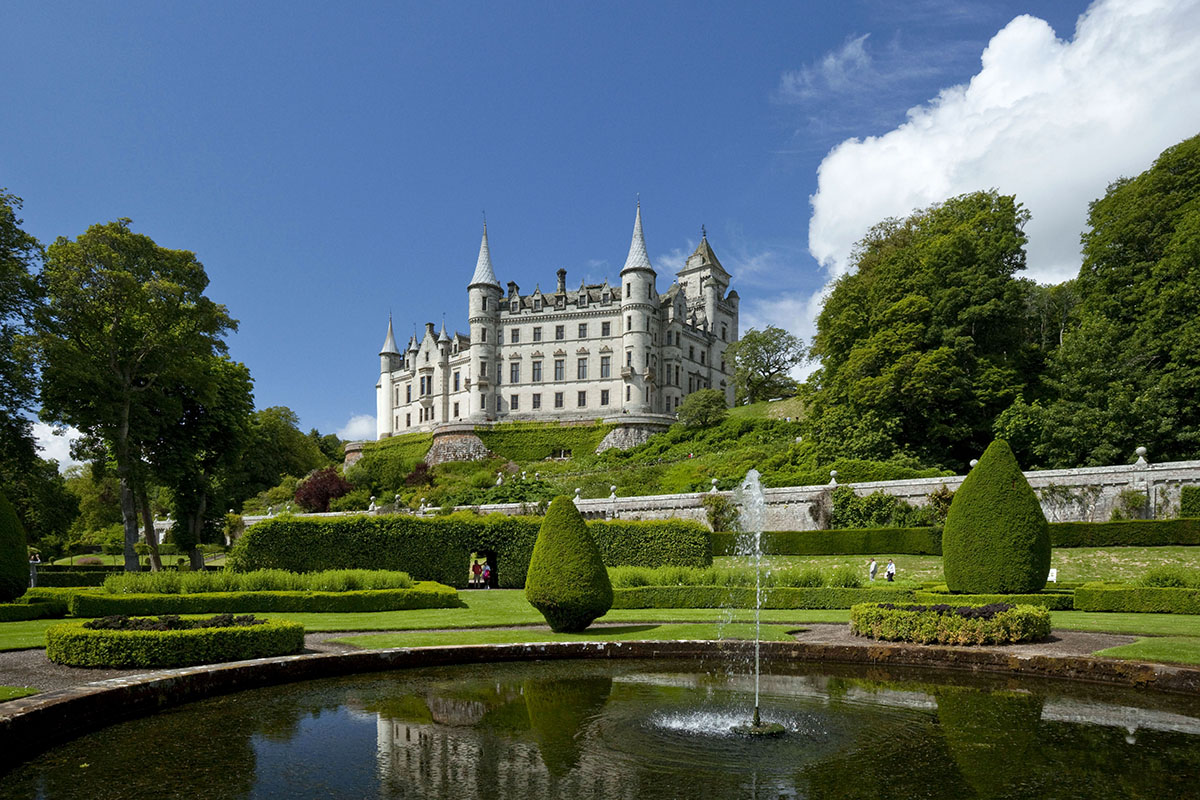 Dunrobin Castle viewed on a sunny day