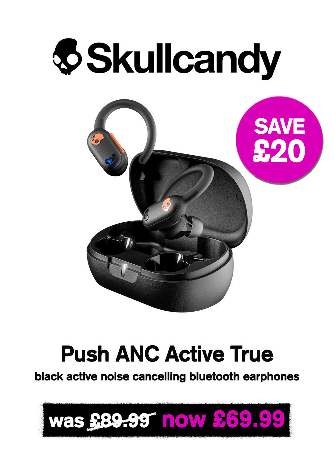 Push ANC Active true black Active Noise Cancelling Bluetooth earphones
