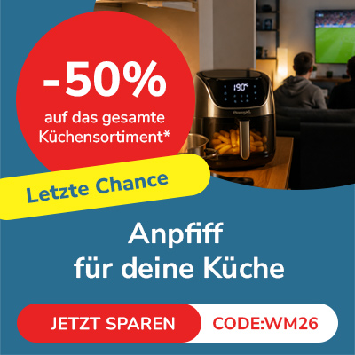 -50% auf das gesamte Küchensortiment