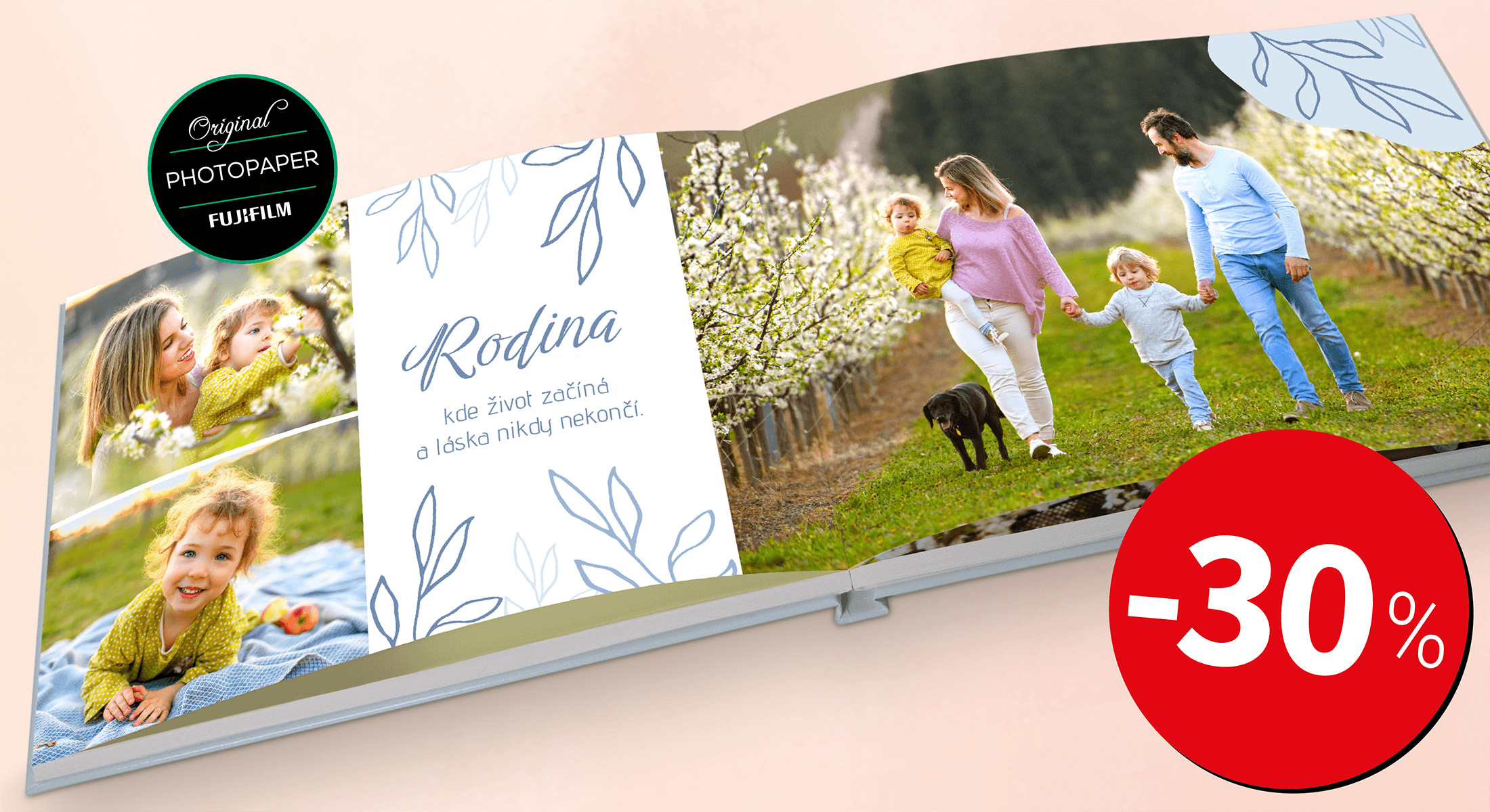 -30 % deLUXE Fotokniha pevná, cca A4 na šířku