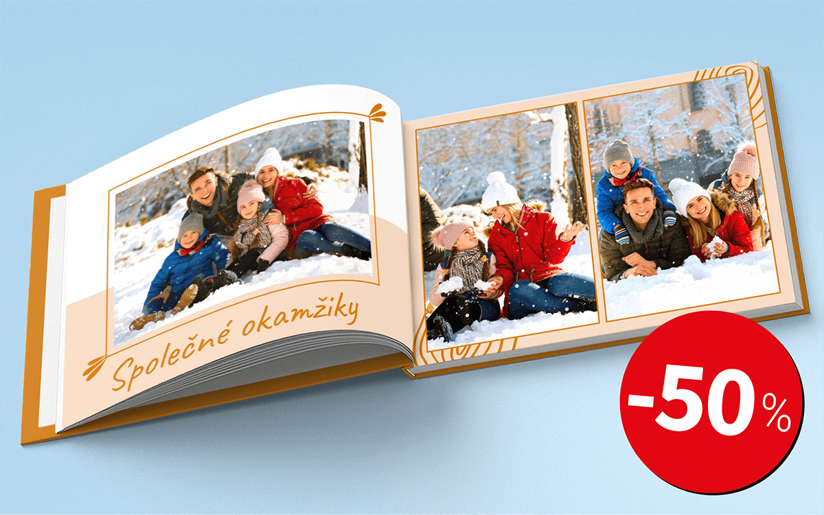 -50 % Fotokniha pevná, cca A4 na šířku