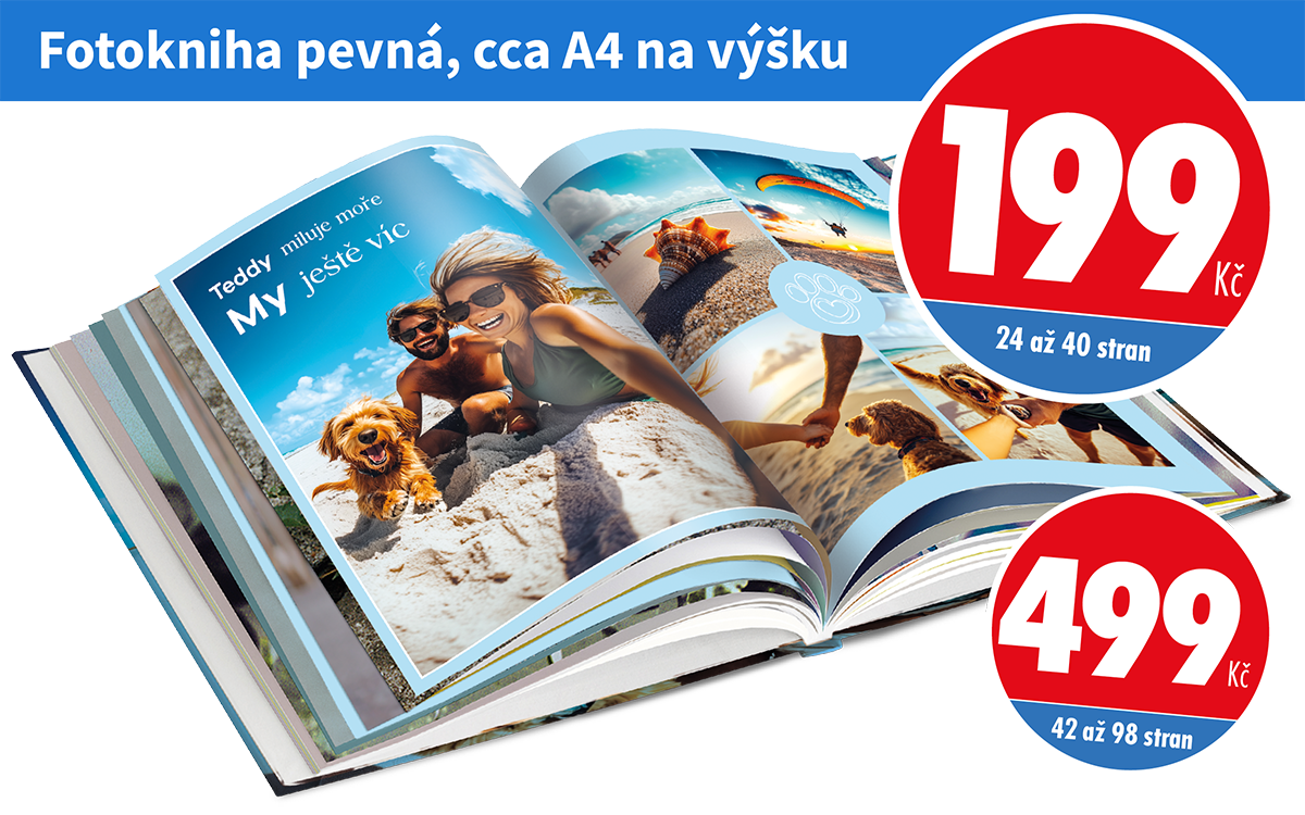 Fotokniha velká, cca A4 na výšku za 199 Kč