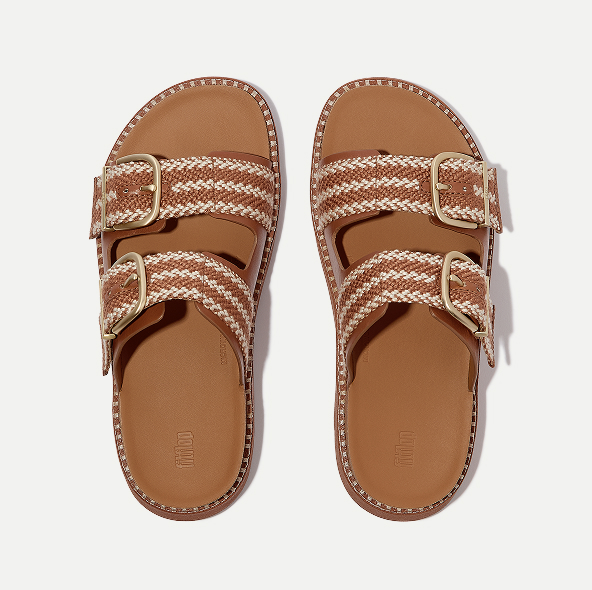 GEN-FF Buckle V-Weave Two-Bar Slides Tan