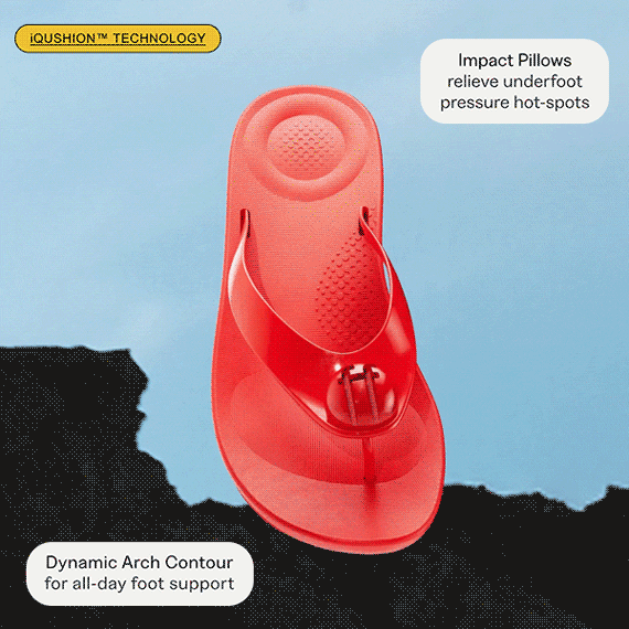 IQUSHION Glossy-Button Flip-Flops Tech