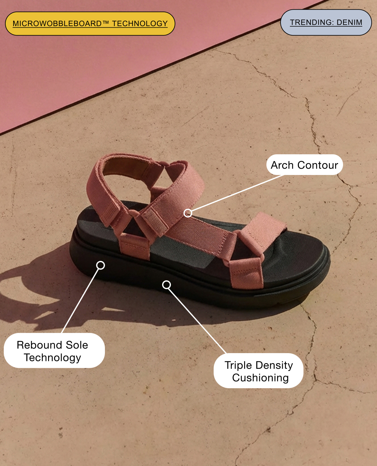 GEN-FF Adjustable Denim Back-Strap Sandals Blush