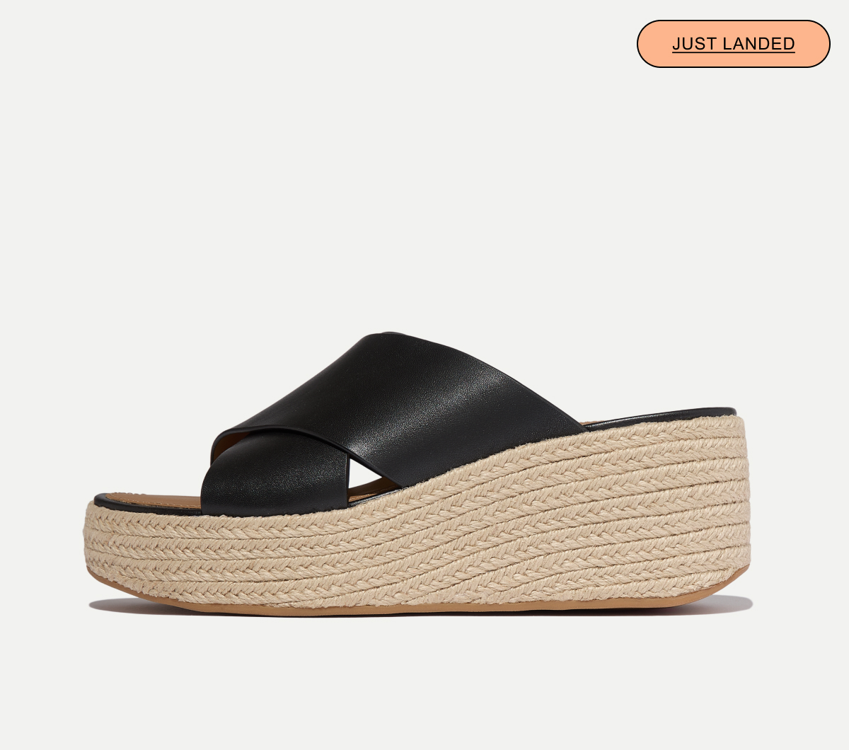 PLATFFORMS Espadrille Leather Wedge Cross Slides