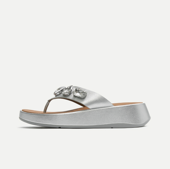 LULU Ultra-Jewel Metallic Toe-Post Sandals - Silver