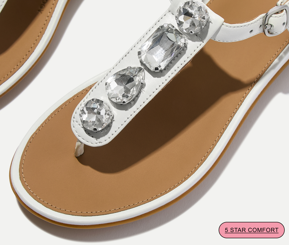 GRACIE Ultra-Jewel Leather T-Bar Sandals