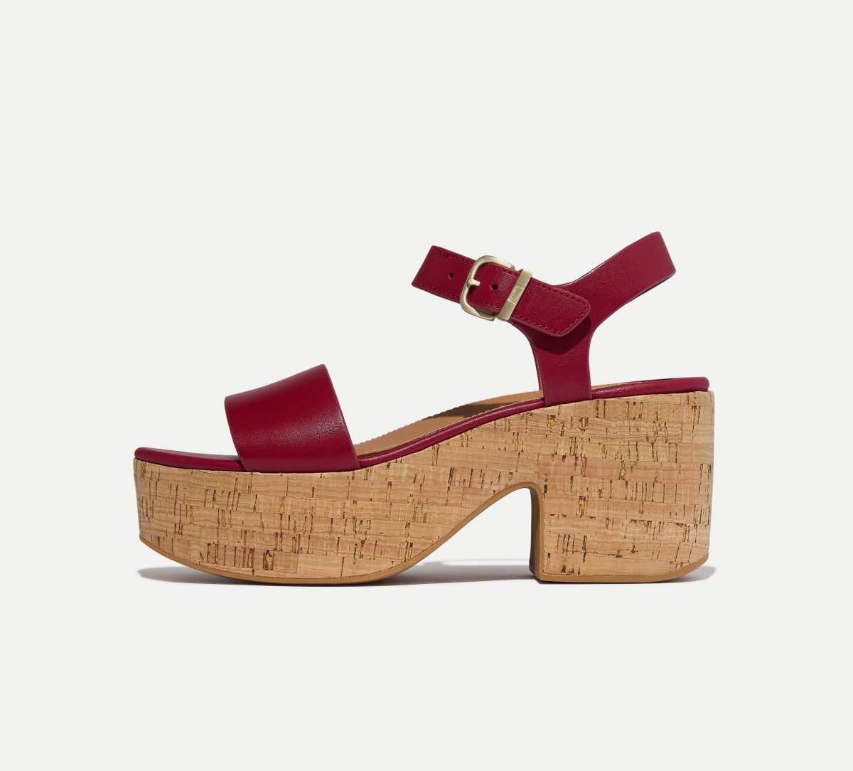 PLATFFORMS Leather/Cork Heeled Ankle-Strap Sandals