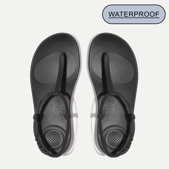 IQUSHION Splash Sparkle T-Bar Sandals - All Black