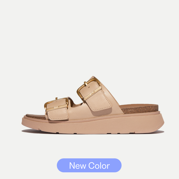 GEN-FF Buckle Two-Bar Leather Slides Classic Beige Image