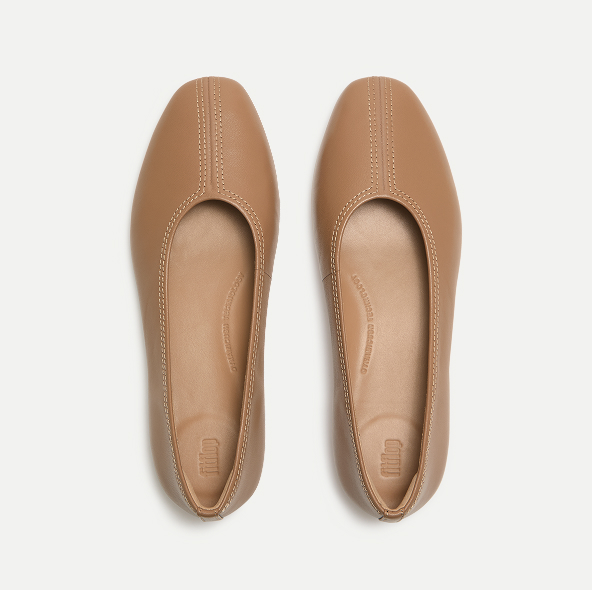 DELICATO High-Cut Soft-Leather Ballerinas Tan